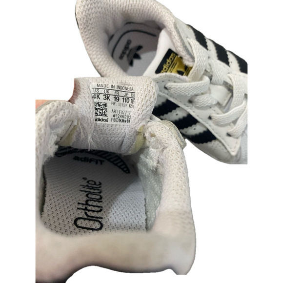Baby Adidas Superstar Shoes White Black Size US 4K - Picture 6 of 8